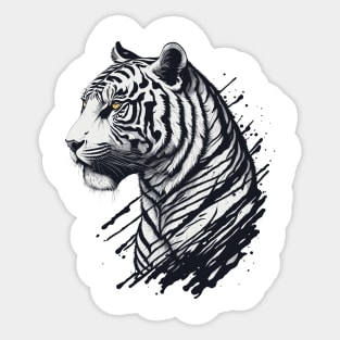 White Tiger -Ink style Sticker